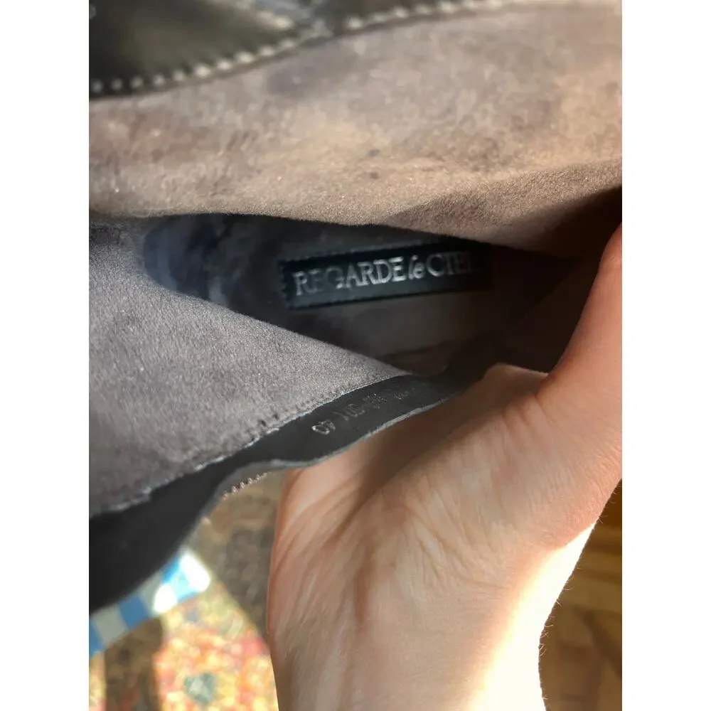 Regarde Le Ciel Ines Bootie Black Suede Silver Buckle NWOT 40 EU 9.5 US